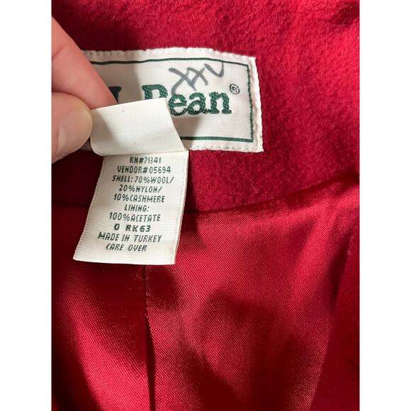 Vintage LL Bean Women's Red Wool Blend Peacoat - Size 14 - Picture 7 of 7